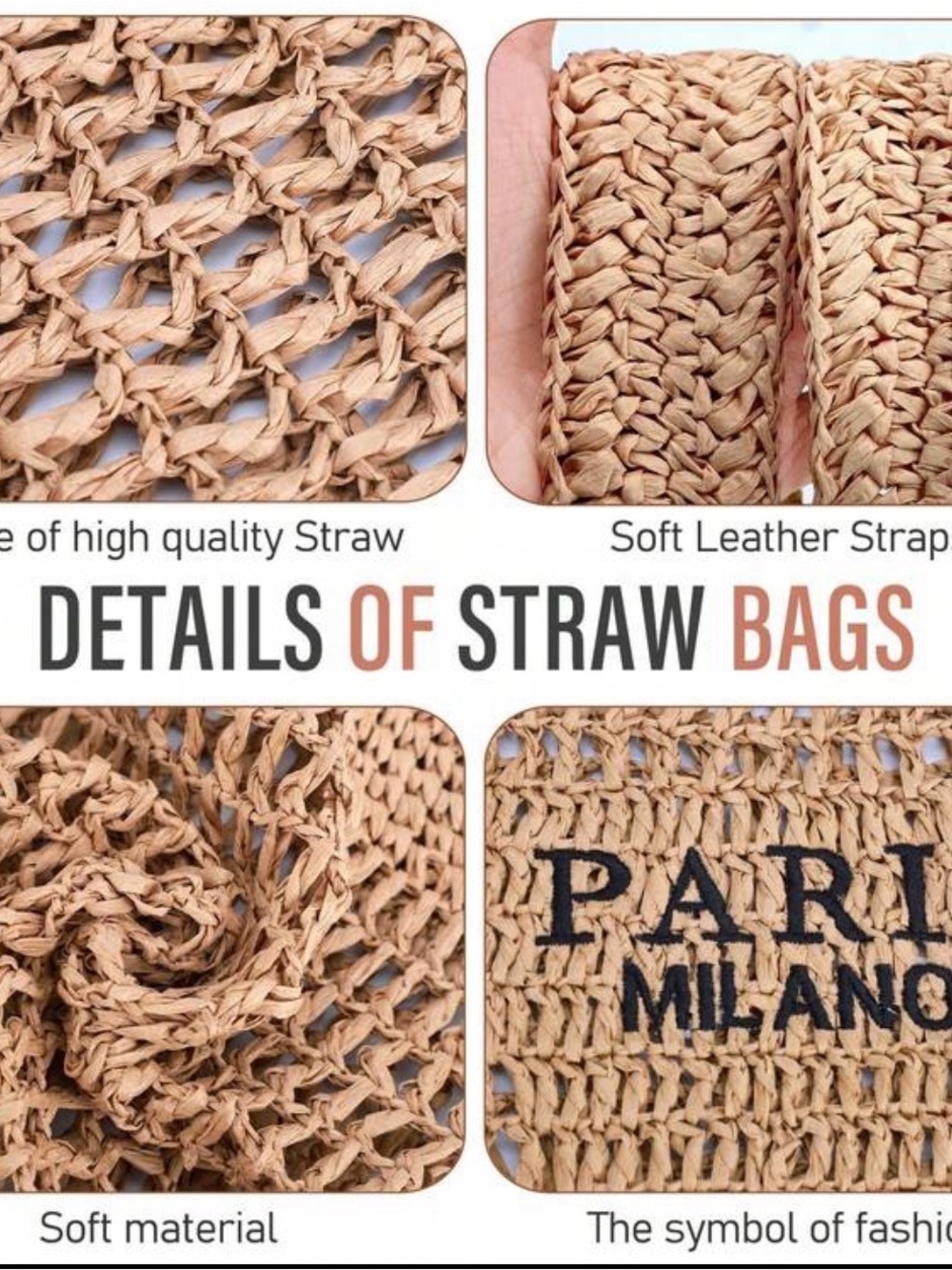 NWT Handmade Straw, Woven Mesh Beach Bag, Shoulder Bag,
in Natural - Accent - Picture 5 of 5